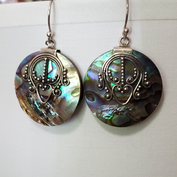 Suarti Abalone Sterling Drop Earrings - Picture 6 of 13